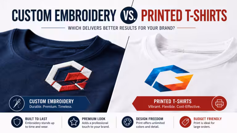 Custom Embroidery vs Printed Shirts: Best Option for Brands