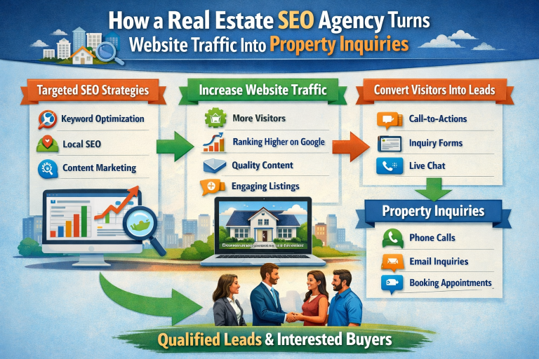How a Real Estate SEO Agency Turns Website Traffic Into Property Inquiries